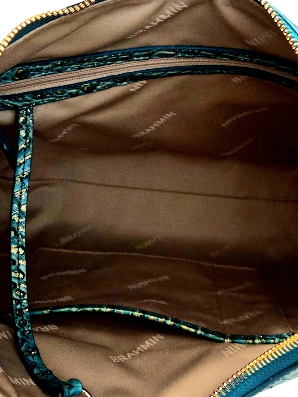 BRAHMIN Jungle Jewel Teal Green Croc-Embossed Lea. w/Matching Wallet NWT